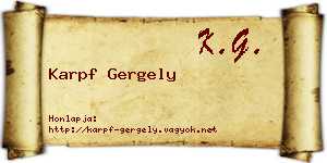 Karpf Gergely névjegykártya